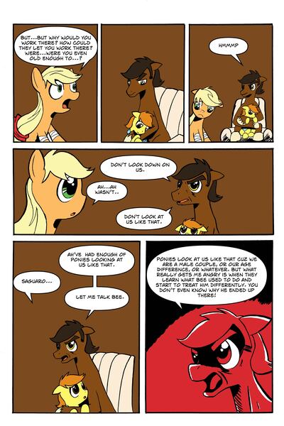 Size: 3304x4952 | Tagged: safe, artist:leon-z, derpibooru import, applejack, rainbow dash, oc, oc:bee broom, oc:saguaro root, pony, comic:appledash sour sweetness, appledash, comic, female, lesbian, mare, shipping