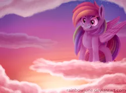 Size: 3302x2434 | Tagged: safe, artist:rainbowjune, derpibooru import, rainbow dash, pegasus, pony, cloud, female, mare, sky, solo, stars