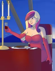 Size: 1280x1645 | Tagged: alcohol, artist:redintravenous, art pack:my little sweetheart, art pack:my little sweetheart 5, clothes, derpibooru import, dress, food, human, humanized, lipstick, my little sweetheart 5, princess cadance, safe, solo, wine