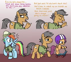 Size: 1175x1025 | Tagged: artist:vree, comic, cute, derpibooru import, eyes closed, frown, glare, jossed, looking back, missing cutie mark, open mouth, quibble pants, rainbow dash, raised hoof, safe, scootaloo, scootaloo's parents, scooter, shocked, smiling, smirk, spread wings, stranger than fan fiction, trotting, underhoof, wide eyes