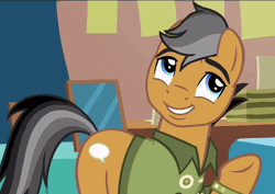 Size: 1022x724 | Tagged: safe, derpibooru import, screencap, quibble pants, pony, stranger than fan fiction, animated, loop, stupid sexy quibble pants