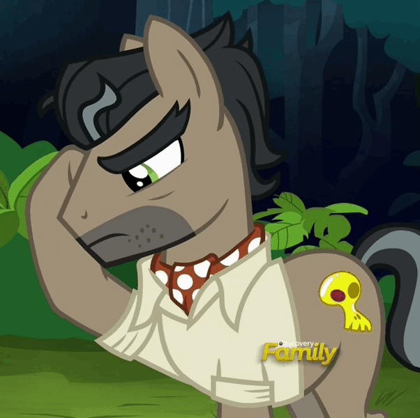 Size: 659x657 | Tagged: safe, derpibooru import, screencap, doctor caballeron, earth pony, pony, stranger than fan fiction, animated, cute, cutealleron, discovery family logo, head scratch, loop, male, scratching, solo, stallion