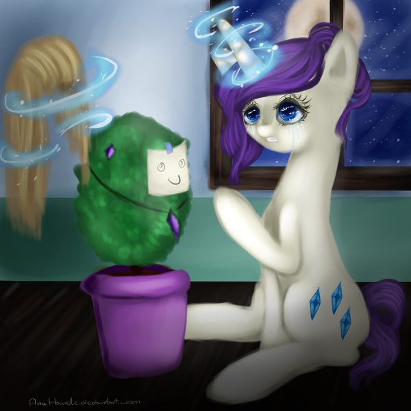 Size: 1024x1024 | Tagged: safe, artist:anuhanele, derpibooru import, rarity, party of one, alone, crying, sad