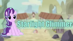 Size: 1920x1080 | Tagged: safe, artist:arifproject, artist:mrtroll1099, derpibooru import, starlight glimmer, pony, unicorn, :3, cute, equal town, female, glimmerbetes, mare, our town, sitting, sitting catface meme, town, vector, wallpaper