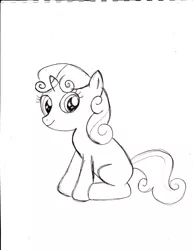 Size: 637x825 | Tagged: artist:ced75, derpibooru import, safe, sitting, sketch, sweetie belle, traditional art