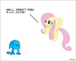 Size: 1043x838 | Tagged: artist:albinofluttershy, crossover, derpibooru import, fluttershy, kacheek, neopets, safe