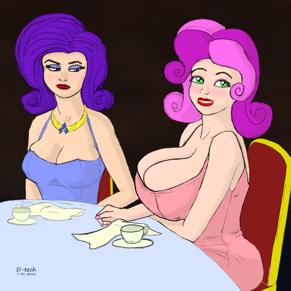 Breast envy/breast size difference, PonyDiffusion - v0.1