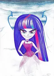 Size: 4896x6970 | Tagged: safe, artist:faye-raven, derpibooru import, sci-twi, twilight sparkle, equestria girls, absurd resolution, alternate hairstyle, loose hair, midnight sparkle, solo