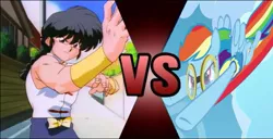 Size: 799x409 | Tagged: anime, death battle, derpibooru import, exploitable meme, meme, rainbow dash, ranma 1/2, ranma saotome, safe