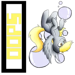 Size: 1280x1280 | Tagged: safe, artist:lyres-art, derpibooru import, part of a set, derpy hooves, pegasus, pony, bubble, cutie mark, cutie mark background, female, mare, oops, shirt design, simple background, solo, transparent background, upside down