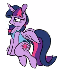 Size: 830x1000 | Tagged: safe, artist:ramott, derpibooru import, twilight sparkle, twilight sparkle (alicorn), alicorn, pony, clothes, ear fluff, female, mare, one-piece swimsuit, sketchy, solo, swimsuit