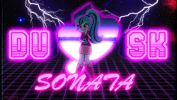 Size: 3840x2160 | Tagged: safe, artist:bastbrushie, artist:doctor-g, derpibooru import, sonata dusk, siren, equestria girls, 80s, boots, clothes, jewelry, lightning, necklace, pendant, retro, skirt, solo