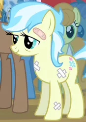 Size: 474x677 | Tagged: safe, derpibooru import, screencap, cultivar, pony, leap of faith, background pony, bandage, illness, not coco, solo focus