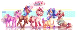 Size: 3085x1200 | Tagged: artist:iponylover, clothes, cupcake, deer pony, derpibooru import, food, magic, oc, original species, safe, unofficial characters only