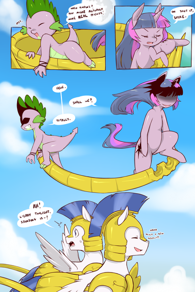 Size: 1280x1920 | Tagged: artist:cold-blooded-twilight, chariot, comic, comic:cold storm, derpibooru import, explicit source, royal guard, safe, spike, twilight sparkle