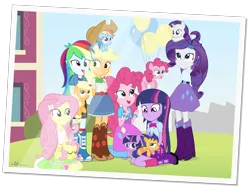 Size: 1720x1300 | Tagged: safe, artist:dm29, derpibooru import, applejack, flash sentry, fluttershy, pinkie pie, rainbow dash, rarity, twilight sparkle, earth pony, pegasus, pony, unicorn, equestria girls, balloon, boots, bowtie, bracelet, canterlot high, clothes, colt, cowboy boots, cowboy hat, cute, dashabetes, derp, diapinkes, diasentres, eyes closed, female, filly, filly twilight sparkle, flashlight, floating, hat, high heel boots, holding a pony, human ponidox, humane six, jackabetes, jealous, jewelry, julian yeo is trying to murder us, kneeling, male, mane six, ooh, pony pet, rainbow derp, raribetes, self ponidox, shipping, shyabetes, simple background, sitting, skirt, sleeping, smiling, snuggling, socks, square crossover, straight, then watch her balloons lift her up to the sky, tongue out, transparent background, twiabetes, vector, younger