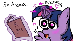 Size: 1101x606 | Tagged: suggestive, artist:daisyeseyad, artist:vinylvortex, derpibooru import, twilight sparkle, twilight sparkle (alicorn), alicorn, pony, ahegao, aroused, blushing, book, colored, drool, face, heart, heart eyes, joke, magic, open mouth, reaction image, scarred for life, shading, simple background, solo, tongue out, transparent background, wide eyes, wingboner, wingding eyes