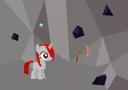 Size: 300x210 | Tagged: artist:onil innarin, derpibooru import, diamond, mine, obsidian, oc, oc:ore pie, pickaxe, pixel art, safe, unofficial characters only