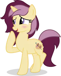 Size: 3000x3690 | Tagged: safe, artist:wingsofnightfall, derpibooru import, oc, oc:lannie lona, unofficial characters only, pony, unicorn, blushing, crossed legs, cutie mark, female, mare, raised hoof, simple background, solo, transparent background, vector