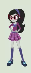 Size: 296x684 | Tagged: safe, artist:obeliskgirljohanny, artist:selenaede, derpibooru import, oc, oc:seraphim cyanne, unofficial characters only, equestria girls, alternate universe, base used, clothes, crystal prep academy uniform, glasses, humanized, school uniform, solo