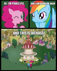 Size: 780x972 | Tagged: comic, derpibooru import, jackass, pinkie pie, ponibooru import, ponyville, rainbow dash, safe, shopping cart