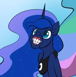 Size: 638x646 | Tagged: artist:slypon, cropped, derpibooru import, duckface, edit, faic, flehmen response, grin, hoers, horses doing horse things, looking at you, majestic as fuck, princess celestia, princess luna, safe, smiling, wat