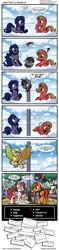 Size: 1280x5388 | Tagged: safe, artist:gray--day, derpibooru import, oc, oc:grey, oc:pun, oc:strawberry glimmer, oc:tech talk, unofficial characters only, bat pony, pony, bojack horseman, book, clothes, cloud, comic, confused, dialogue, expanding, fangs, flying, fourth wall, freckles, goggles, lesser dog, long neck, looking at you, looking up, nope.avi, petting, reading, reference, scarf, spread wings, strawtech, tongue out, unamused, undertale