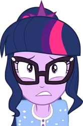 Size: 1932x2931 | Tagged: safe, artist:limedazzle, derpibooru import, sci-twi, twilight sparkle, equestria girls, legend of everfree, clothes, glasses, pajamas, reaction, scared, simple background, solo, that was fast, transparent background, vector