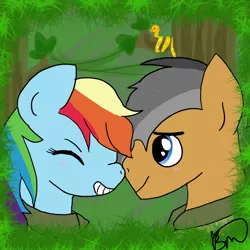 Size: 800x800 | Tagged: artist:snivyluv, derpibooru import, eyes closed, female, male, quibbledash, quibble pants, rainbow dash, safe, shipping, straight