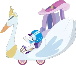 Size: 10392x8846 | Tagged: safe, artist:pink1ejack, derpibooru import, rarity, pony, swan, the cart before the ponies, absurd resolution, cart, driving, eyes closed, female, helmet, inkscape, mare, raised hoof, simple background, solo, swanlestia cart, that was fast, transparent background, vector