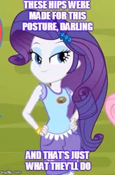 Size: 295x449 | Tagged: safe, derpibooru import, edit, edited screencap, screencap, rarity, equestria girls, legend of everfree, bedroom eyes, caption, hand on hip, image macro, meme, nancy sinatra, posture, sexy, song reference, these boots are made for walking