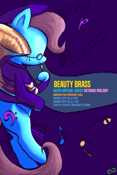 Size: 1000x1500 | Tagged: 8chan, artist:vultraz, beatnik, beauty brass, concert, derpibooru import, flyer, musical instrument, /pone/, safe, solo, sousaphone, tuba