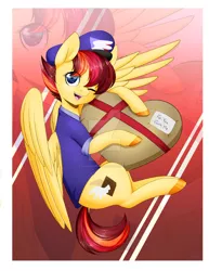 Size: 1024x1325 | Tagged: safe, artist:noodlefreak88, derpibooru import, oc, oc:special delivery, unofficial characters only, pegasus, pony, cute, solo, watermark