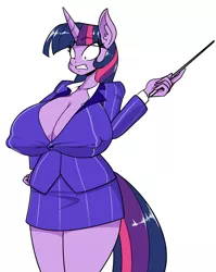 Size: 1020x1280 | Tagged: anthro, artist:reiduran, big breasts, breast expansion, breasts, busty twilight sparkle, cleavage, clothes, dead source, derpibooru import, erect nipples, female, growth, huge breasts, nipple outline, nipples, skirt, skirt suit, solo, solo female, suggestive, suit, twilight sparkle