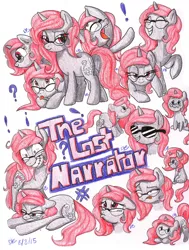 Size: 2498x3297 | Tagged: artist:dari-draws, derpibooru import, expressions, multeity, oc, oc:curse word, safe, the lost narrator, traditional art, unofficial characters only