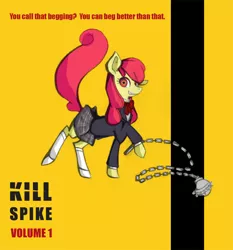 Size: 600x644 | Tagged: apple bloom, artist:queen-le-fra-fra, clothes, crossover, derpibooru import, flail, gogo yubari, kill bill, safe, solo, weapon