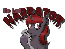Size: 1024x768 | Tagged: safe, artist:tranzmuteproductions, derpibooru import, oc, oc:curse word, unofficial characters only, pony, unicorn, bust, eyelashes, female, glasses, horn, image, mare, microphone, png, simple background, smiling, solo, transparent background, unicorn oc