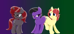 Size: 1264x591 | Tagged: artist:artsyfilmer, butt bump, butt to butt, butt touch, derpibooru import, eilemonty, oc, oc:curse word, oc:eilemonty, oc:nowacking, safe, unofficial characters only