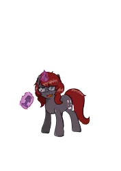 Size: 4961x7016 | Tagged: safe, artist:dusk-spark, derpibooru import, oc, oc:curse word, unofficial characters only, pony, unicorn, absurd resolution, female, glasses, glowing horn, horn, magic, mare, microphone, one eye closed, simple background, solo, telekinesis, transparent background, wink