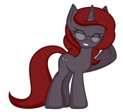 Size: 1024x931 | Tagged: safe, artist:tertonda, deleted from derpibooru, derpibooru import, oc, oc:curse word, unofficial characters only, pony, unicorn, eyes closed, female, glasses, glowing horn, horn, magic, mare, simple background, smiling, solo, telekinesis, transparent background, waving