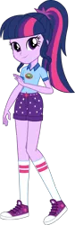 Size: 991x2966 | Tagged: safe, artist:imperfectxiii, derpibooru import, sci-twi, twilight sparkle, campfire tales, equestria girls, legend of everfree, camp everfree logo, camp everfree outfits, clothes, converse, female, ponytail, shoes, shorts, simple background, sneakers, socks, solo, transparent background, vector