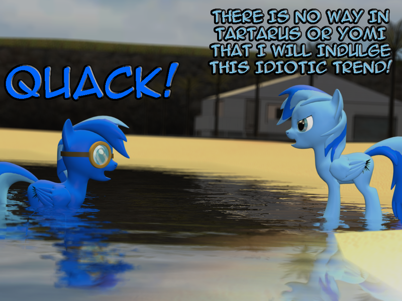 Size: 1024x768 | Tagged: 3d, artist:duckponies, comic, derpibooru import, duck pony, gmod, oc, oc:cloud ace, oc:wing ace, quack, safe, unofficial characters only, water