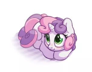 Size: 1400x1100 | Tagged: safe, artist:bobdude0, derpibooru import, sweetie belle, pony, unicorn, :3, behaving like a cat, cute, diasweetes, female, filly, smiling, solo