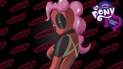 Size: 2560x1440 | Tagged: safe, artist:ngrycritic, derpibooru import, pinkie pie, equestria girls, breasts, busty pinkie pie, crossover, deadpool, female, lady deadpool, one eye closed, pinkiepool, sideboob, solo, style emulation, uotapo-ish, wink