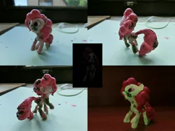 Size: 2000x1500 | Tagged: grimdark, artist:bastler, artist:kp-shadowsquirrel, derpibooru import, edit, pinkie pie, pony, undead, zombie, zombie pony, 3d, 3d printed, collage, female, figurine, glow-in-the-dark, irl, mare, painted, photo, solo