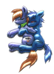 Size: 2448x3388 | Tagged: safe, artist:oddwarg, derpibooru import, oc, oc:cool breeze, oc:razzaline reindell, unofficial characters only, cuddling, snuggling, spooning