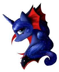 Size: 1183x1429 | Tagged: artist:midfire, bust, derpibooru import, evil luna, mirror universe, portrait, princess luna, safe, simple background, solo, transparent background