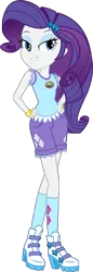 Size: 1014x2955 | Tagged: safe, artist:imperfectxiii, derpibooru import, rarity, equestria girls, legend of everfree, bracelet, camp everfree logo, camp everfree outfits, clothes, cutie mark on clothes, female, hand on hip, high heels, jewelry, lidded eyes, looking at you, shorts, simple background, smiling, socks, solo, transparent background, vector
