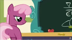 Size: 1280x722 | Tagged: safe, derpibooru import, screencap, cheerilee, pony, the cart before the ponies, apple, female, flowerbutt, food, mare, plot