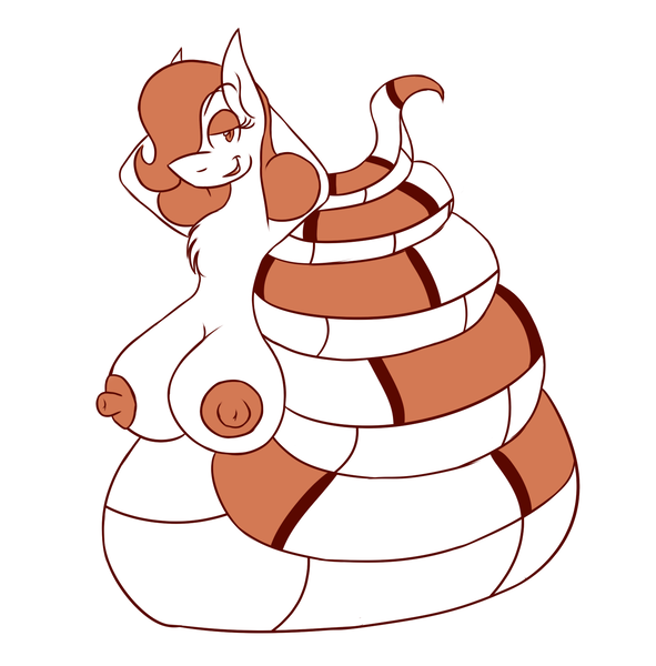 Size: 1501x1523 | Tagged: artist:metalaura, big nipples, chest fluff, crotchboobs, derpibooru import, erect nipples, female, impossibly large crotchboobs, lamia, milf, milf snake, milk snake, monochrome, nipples, nudity, oc, original species, questionable, snake pony, solo, solo female, unofficial characters only